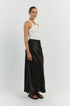 DISSH BOBBY BLACK SATIN BIAS CUT SKIRT 7 DISSH BOBBY BLACK SATIN BIAS CUT SKIRT -DISSH all-clothing Shop DFS05082BK.600 12