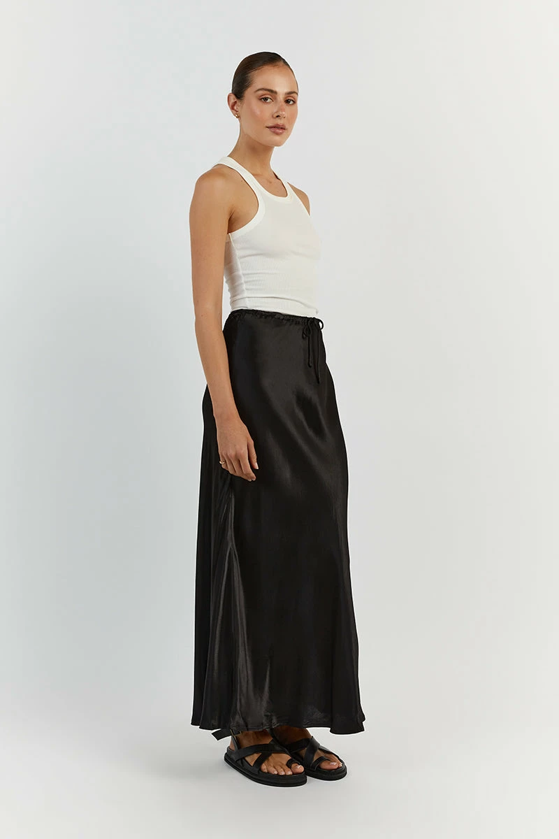 DISSH BOBBY BLACK SATIN BIAS CUT SKIRT 3 DISSH BOBBY BLACK SATIN BIAS CUT SKIRT - Image 3