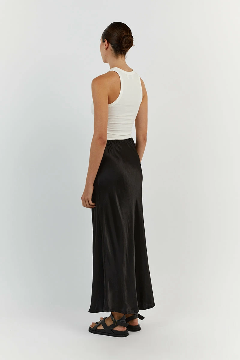 DISSH BOBBY BLACK SATIN BIAS CUT SKIRT 4 DISSH BOBBY BLACK SATIN BIAS CUT SKIRT - Image 4