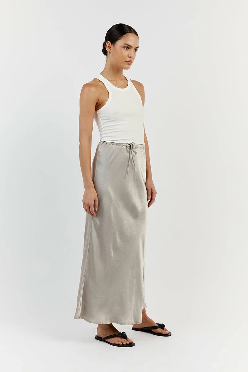 DISSH BOBBY PEWTER SATIN BIAS CUT SKIRT 3 DISSH BOBBY PEWTER SATIN BIAS CUT SKIRT - Image 3