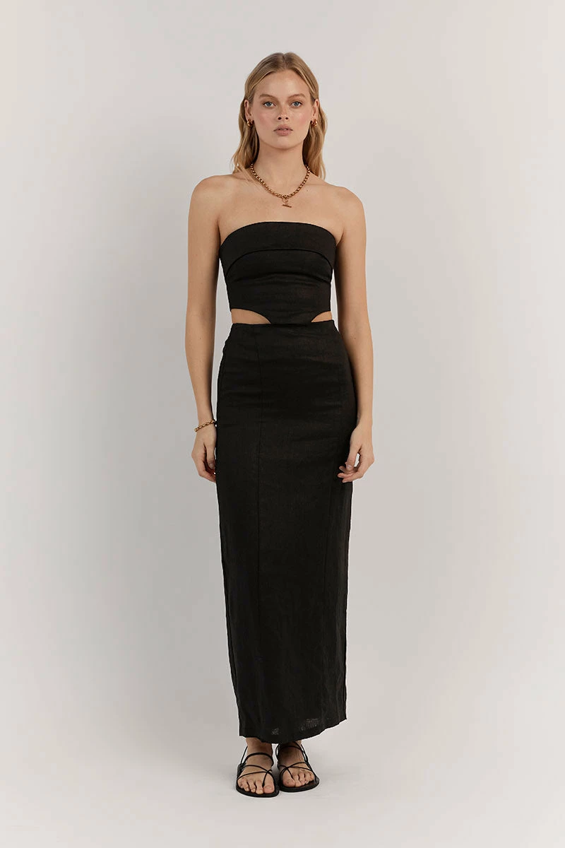DISSH WILLOW BLACK LINEN LONG SKIRT 1 DISSH WILLOW BLACK LINEN LONG SKIRT