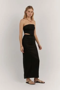DISSH WILLOW BLACK LINEN LONG SKIRT 7 DISSH WILLOW BLACK LINEN LONG SKIRT -DISSH all-clothing Shop DFS05099BK.600 2