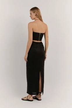 DISSH WILLOW BLACK LINEN LONG SKIRT 8 DISSH WILLOW BLACK LINEN LONG SKIRT -DISSH all-clothing Shop DFS05099BK.600 3