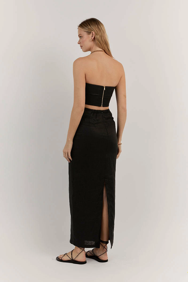DISSH WILLOW BLACK LINEN LONG SKIRT 4 DISSH WILLOW BLACK LINEN LONG SKIRT - Image 4