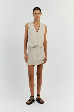 DISSH WILLOW NATURAL LINEN MINI SKIRT