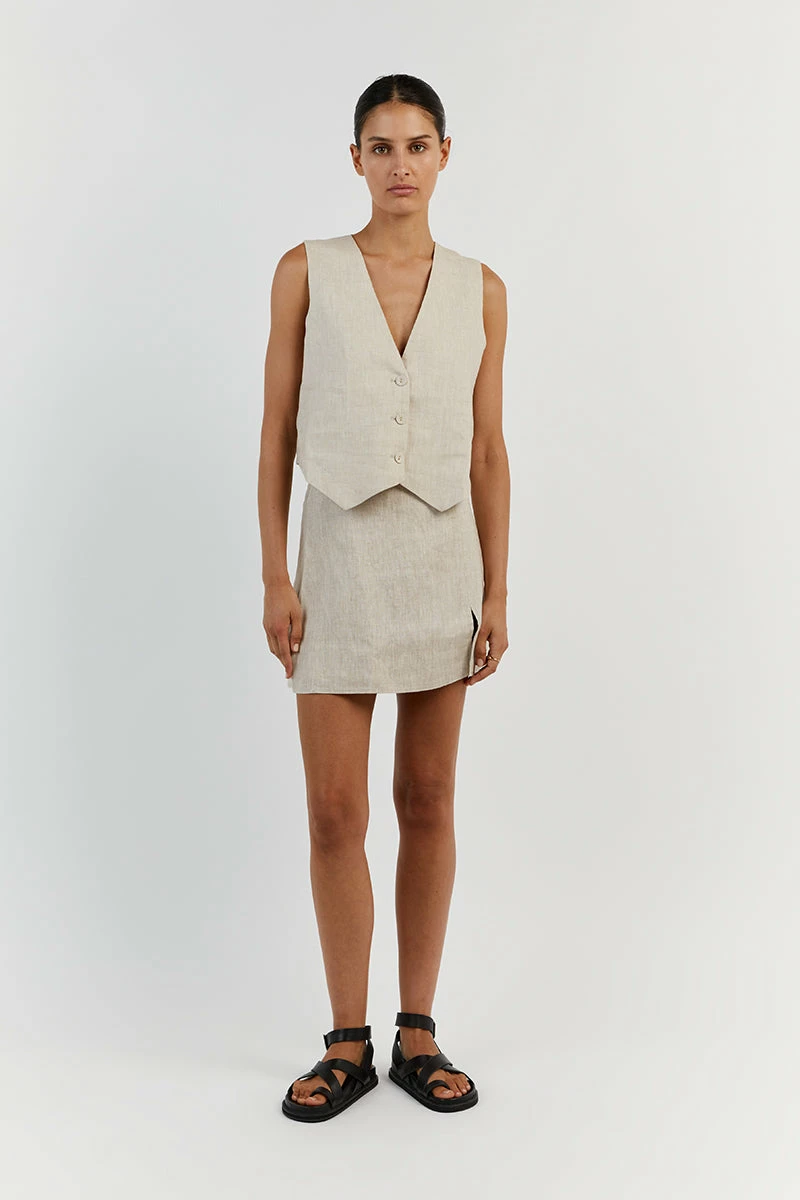 DISSH WILLOW NATURAL LINEN MINI SKIRT 1 DISSH WILLOW NATURAL LINEN MINI SKIRT