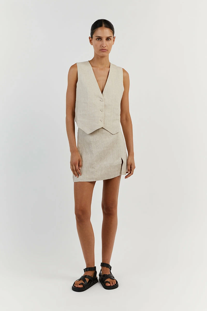 DISSH WILLOW NATURAL LINEN MINI SKIRT 2 DISSH WILLOW NATURAL LINEN MINI SKIRT - Image 2