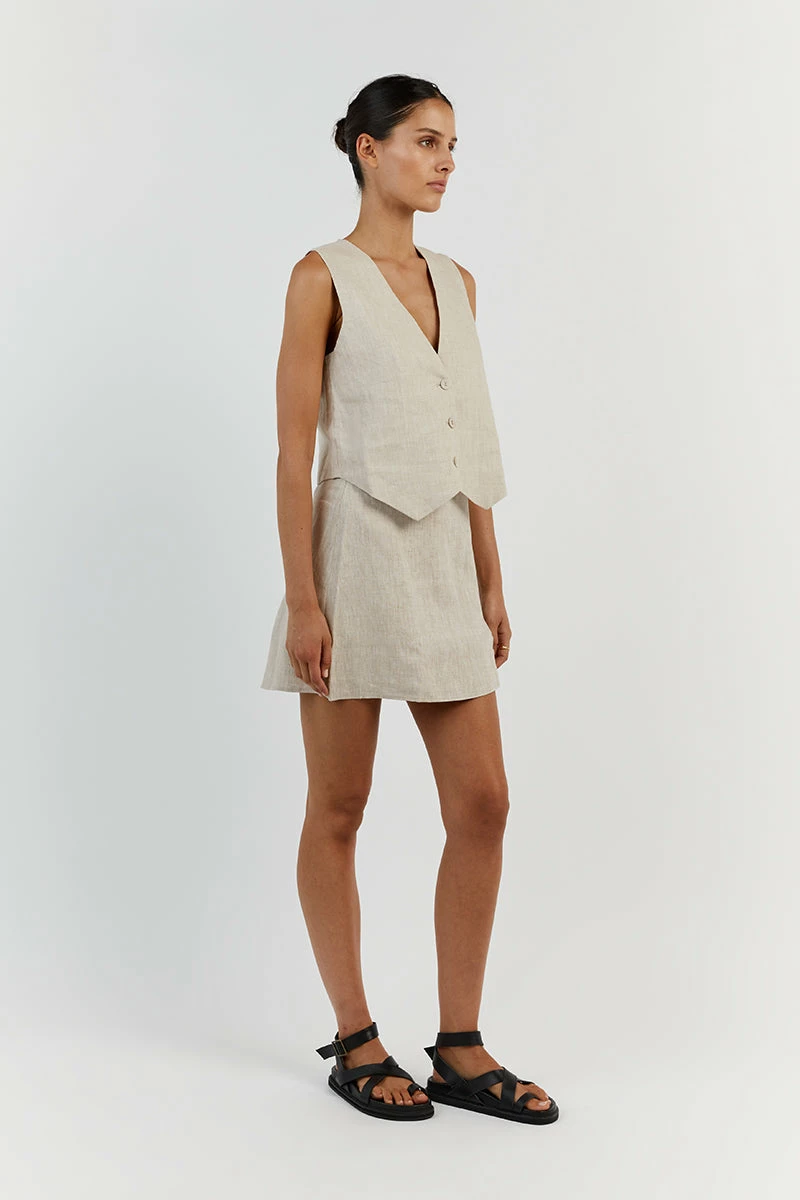 DISSH WILLOW NATURAL LINEN MINI SKIRT 3 DISSH WILLOW NATURAL LINEN MINI SKIRT - Image 3