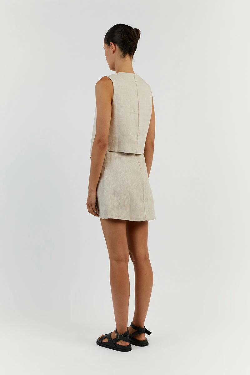 DISSH WILLOW NATURAL LINEN MINI SKIRT 4 DISSH WILLOW NATURAL LINEN MINI SKIRT - Image 4