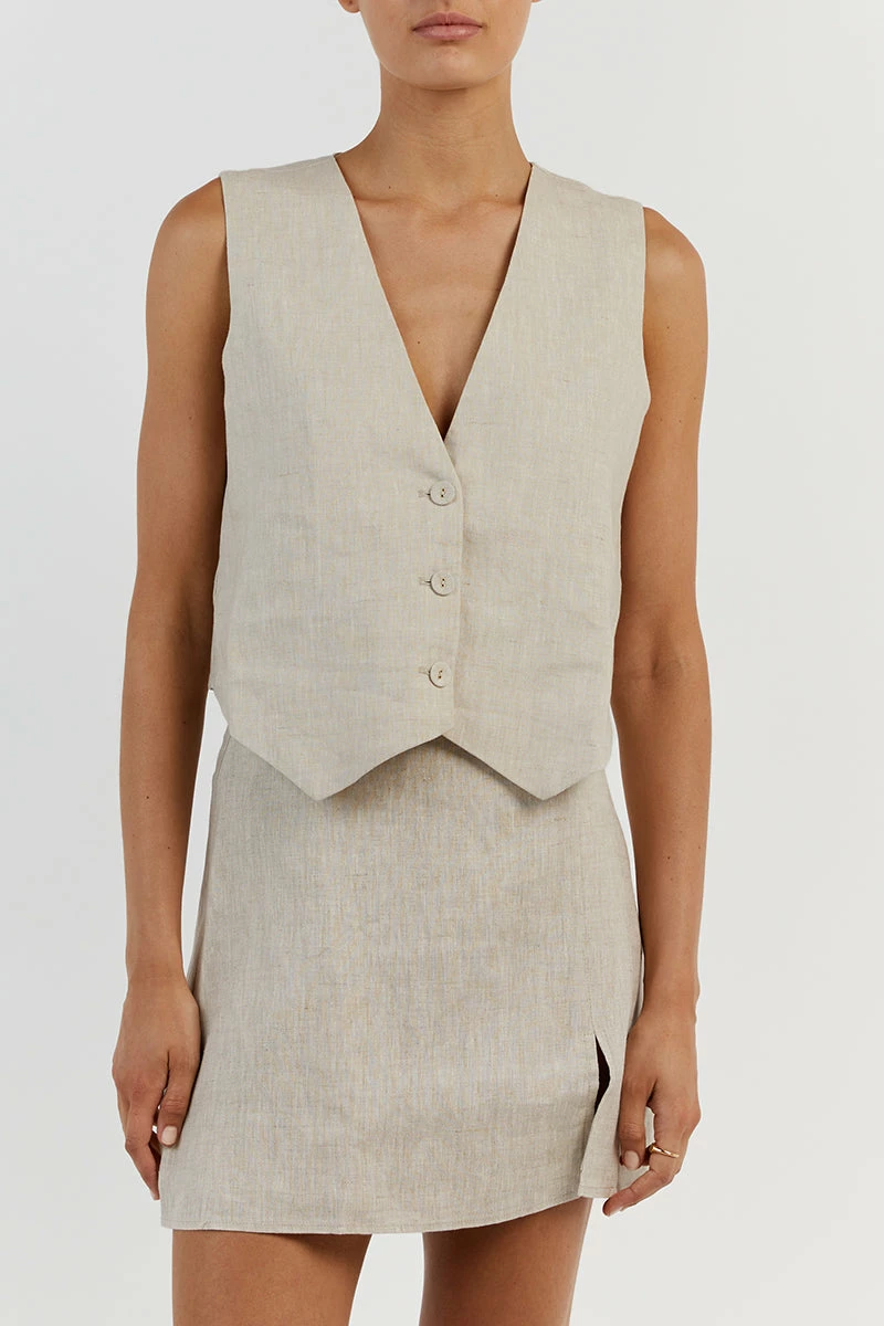 DISSH WILLOW NATURAL LINEN MINI SKIRT 5 DISSH WILLOW NATURAL LINEN MINI SKIRT - Image 5