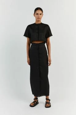 DISSH GEORGIE BLACK LINEN MIDI SKIRT 16 DISSH GEORGIE BLACK LINEN MIDI SKIRT -DISSH all-clothing Shop DFS05112BK.600 10