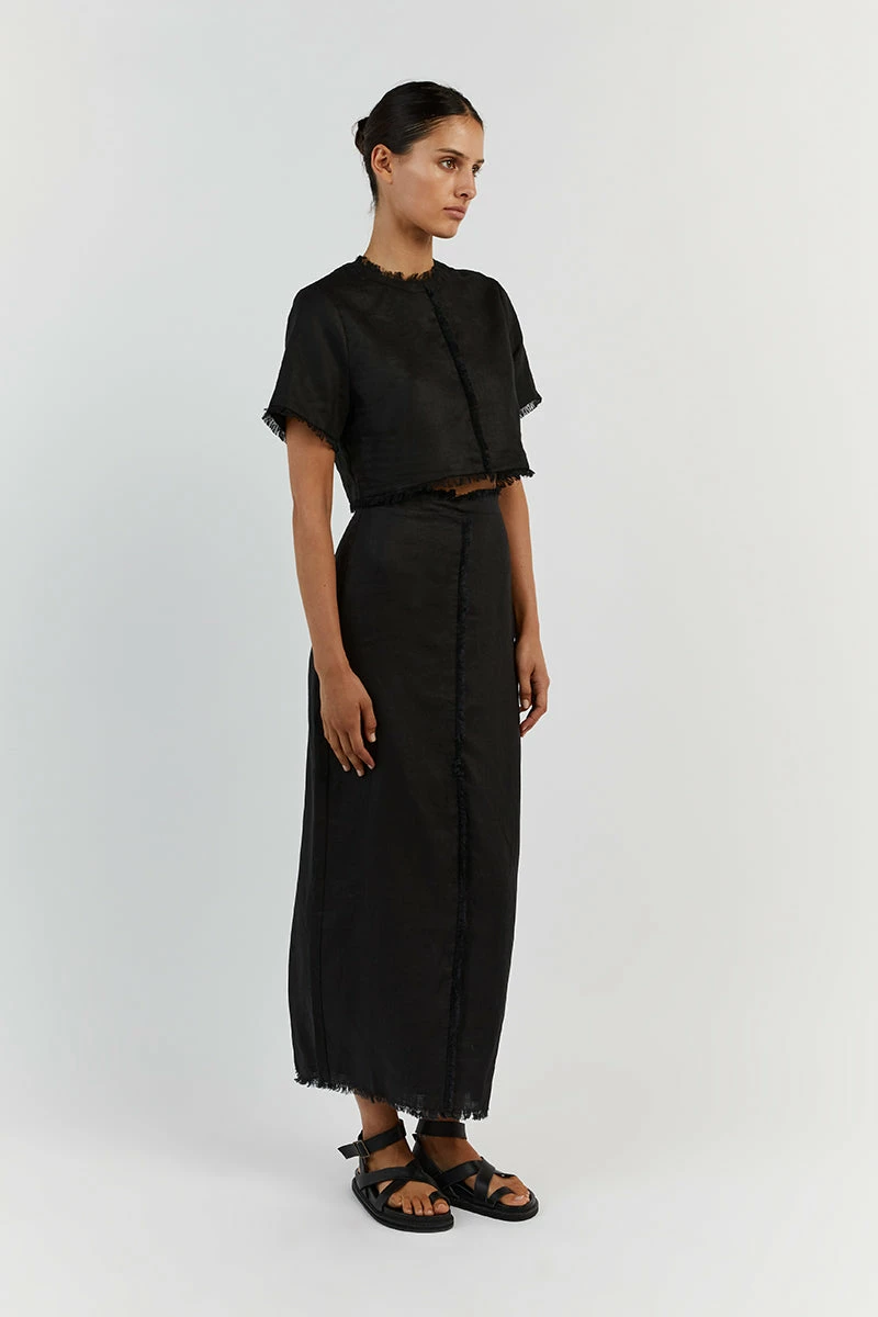DISSH GEORGIE BLACK LINEN MIDI SKIRT 8 DISSH GEORGIE BLACK LINEN MIDI SKIRT - Image 8