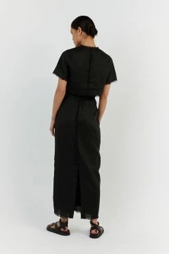 DISSH GEORGIE BLACK LINEN MIDI SKIRT 14 DISSH GEORGIE BLACK LINEN MIDI SKIRT -DISSH all-clothing Shop DFS05112BK.600 3