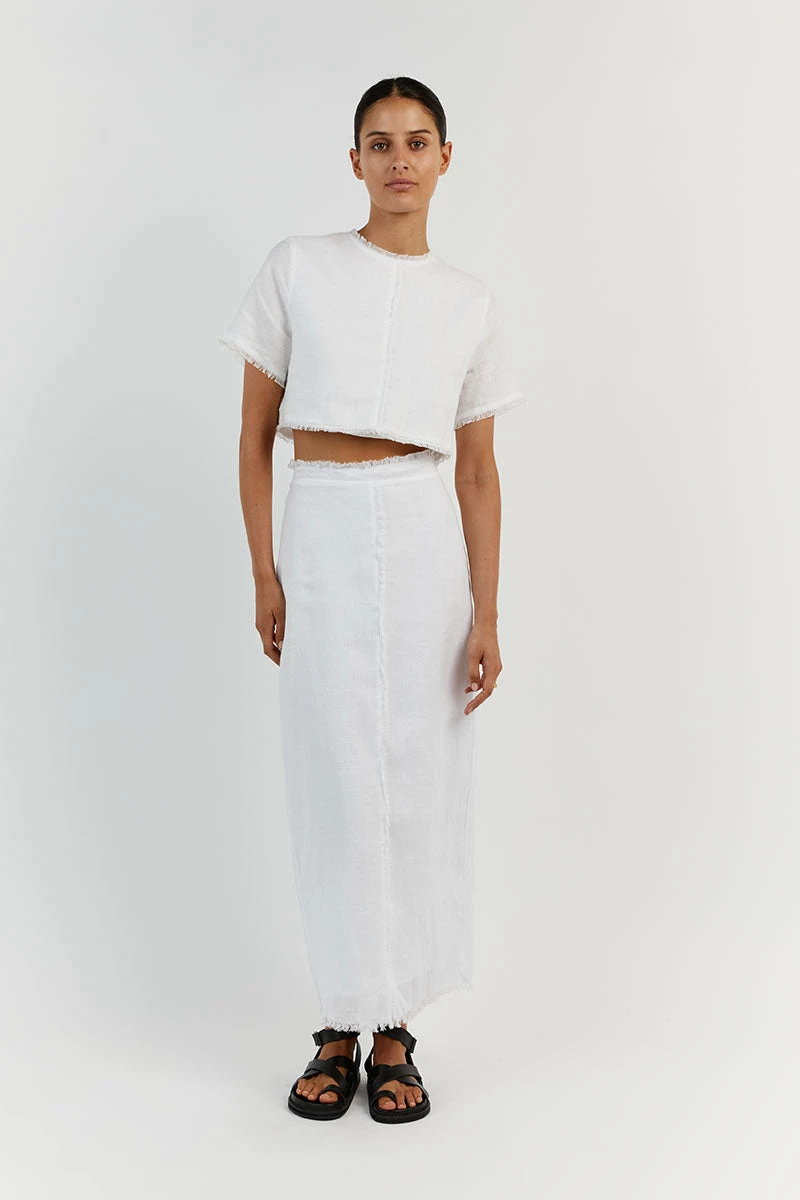 DISSH GEORGIE WHITE LINEN MIDI SKIRT 2 DISSH GEORGIE WHITE LINEN MIDI SKIRT - Image 2