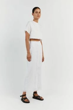 DISSH GEORGIE WHITE LINEN MIDI SKIRT 7 DISSH GEORGIE WHITE LINEN MIDI SKIRT -DISSH all-clothing Shop DFS05112WE.100 12