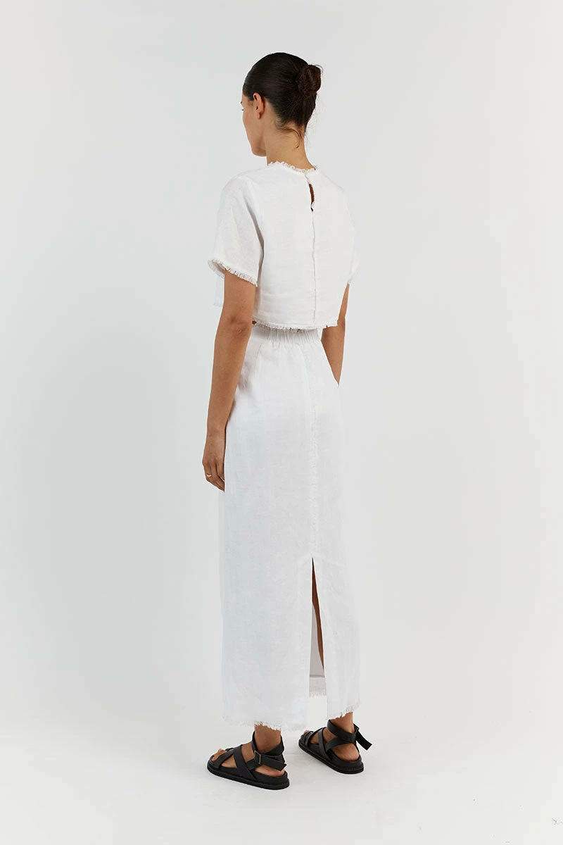 DISSH GEORGIE WHITE LINEN MIDI SKIRT 4 DISSH GEORGIE WHITE LINEN MIDI SKIRT - Image 4