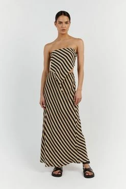 DISSH CLEMENCE WHEAT STRIPE BIAS SKIRT