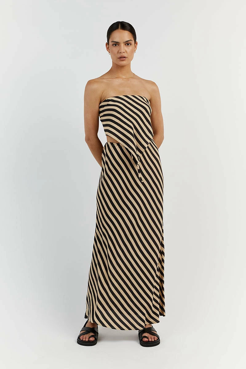 DISSH CLEMENCE WHEAT STRIPE BIAS SKIRT 2 DISSH CLEMENCE WHEAT STRIPE BIAS SKIRT - Image 2
