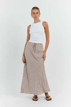 DISSH MAE WHITE CHOC GEO MIDI SKIRT