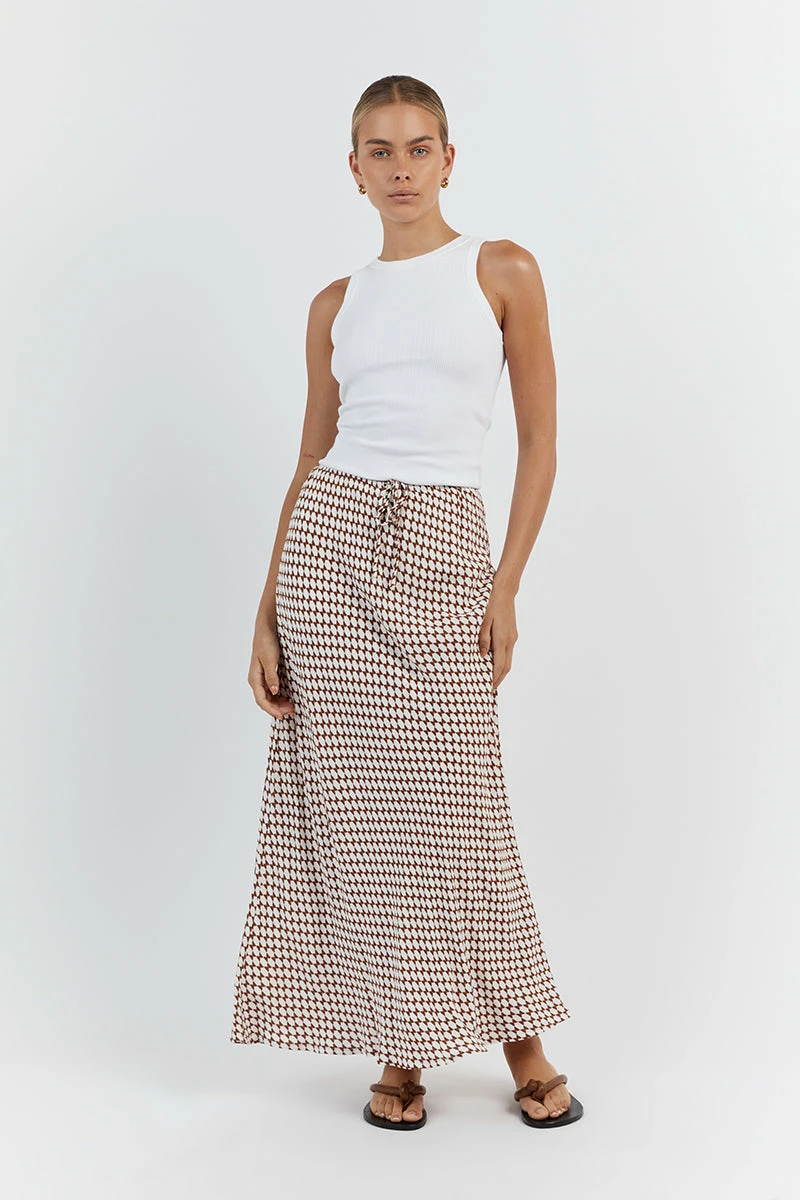 DISSH MAE WHITE CHOC GEO MIDI SKIRT 1 DISSH MAE WHITE CHOC GEO MIDI SKIRT