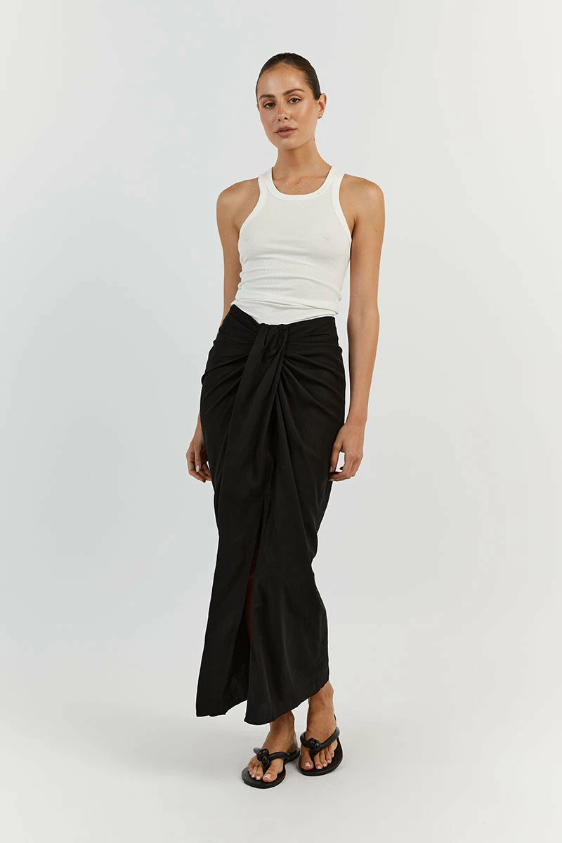 DISSH AMELIA BLACK KNOTTED MIDI SKIRT 1 DISSH AMELIA BLACK KNOTTED MIDI SKIRT