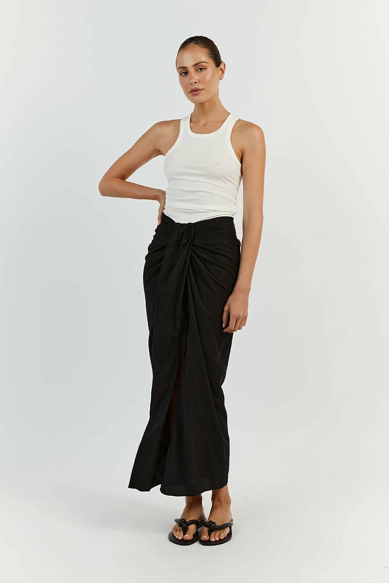 DISSH AMELIA BLACK KNOTTED MIDI SKIRT 2 DISSH AMELIA BLACK KNOTTED MIDI SKIRT - Image 2
