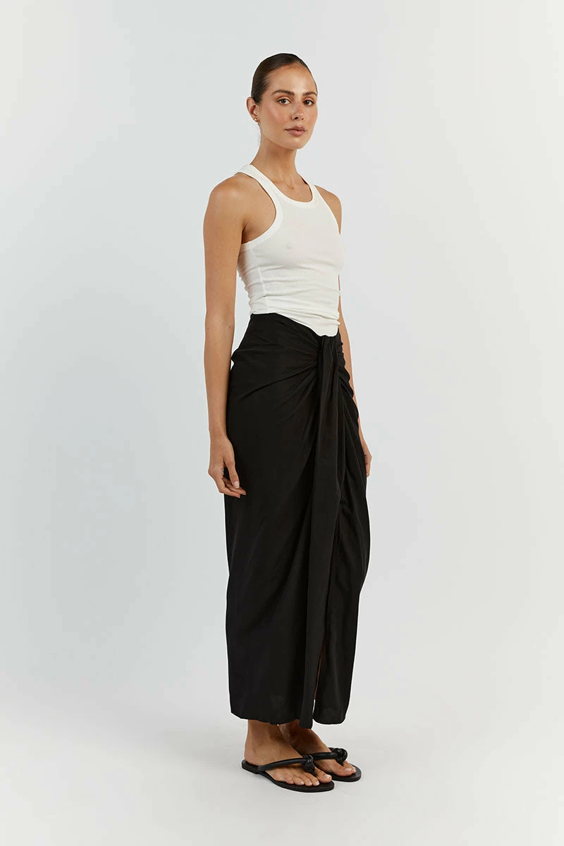 DISSH AMELIA BLACK KNOTTED MIDI SKIRT 3 DISSH AMELIA BLACK KNOTTED MIDI SKIRT - Image 3