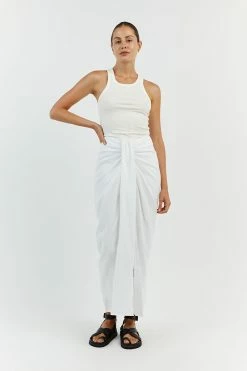 DISSH LILAH WHITE LINEN SKIRT