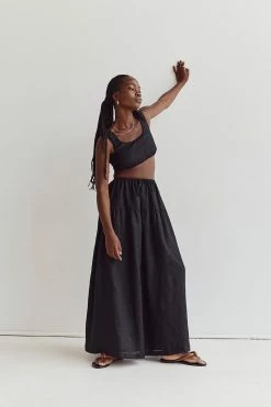 DISSH ABBY BLACK LINEN MAXI SKIRT 11 DISSH ABBY BLACK LINEN MAXI SKIRT -DISSH all-clothing Shop DFS05125BK.600