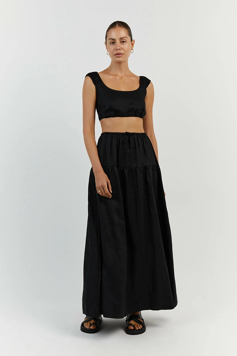 DISSH ABBY BLACK LINEN MAXI SKIRT 1 DISSH ABBY BLACK LINEN MAXI SKIRT