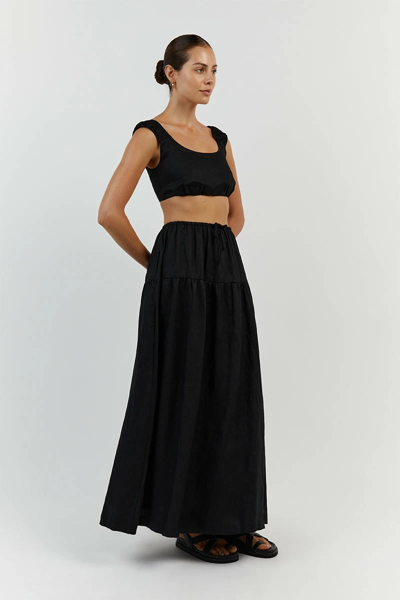 DISSH ABBY BLACK LINEN MAXI SKIRT 2 DISSH ABBY BLACK LINEN MAXI SKIRT - Image 2