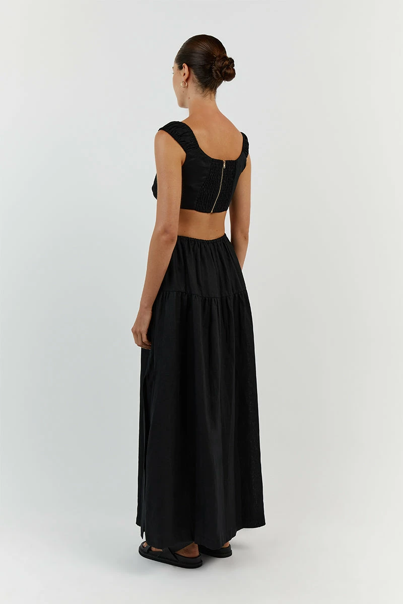 DISSH ABBY BLACK LINEN MAXI SKIRT 4 DISSH ABBY BLACK LINEN MAXI SKIRT - Image 4