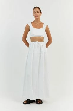 DISSH ABBY WHITE LINEN MAXI SKIRT