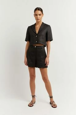 DISSH LOGAN BLACK LINEN SHORT