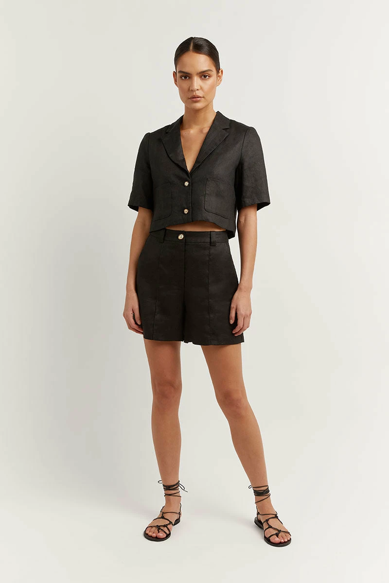 DISSH LOGAN BLACK LINEN SHORT 1 DISSH LOGAN BLACK LINEN SHORT