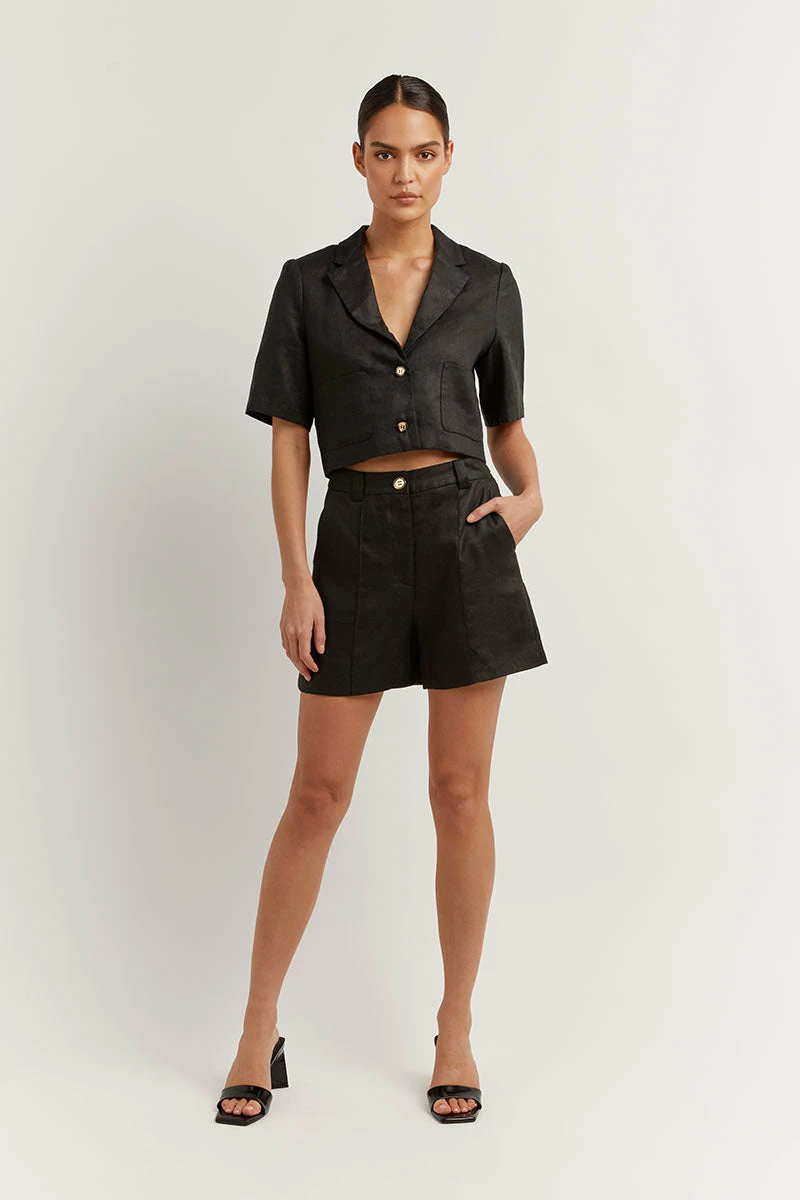 DISSH LOGAN BLACK LINEN SHORT 2 DISSH LOGAN BLACK LINEN SHORT - Image 2