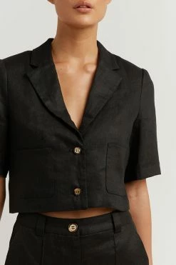 DISSH LOGAN BLACK LINEN SHORT 9 DISSH LOGAN BLACK LINEN SHORT -DISSH all-clothing Shop DFS07018BK.600 4