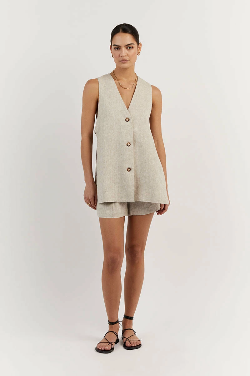 DISSH LOGAN NATURAL LINEN SHORT 2 DISSH LOGAN NATURAL LINEN SHORT - Image 2