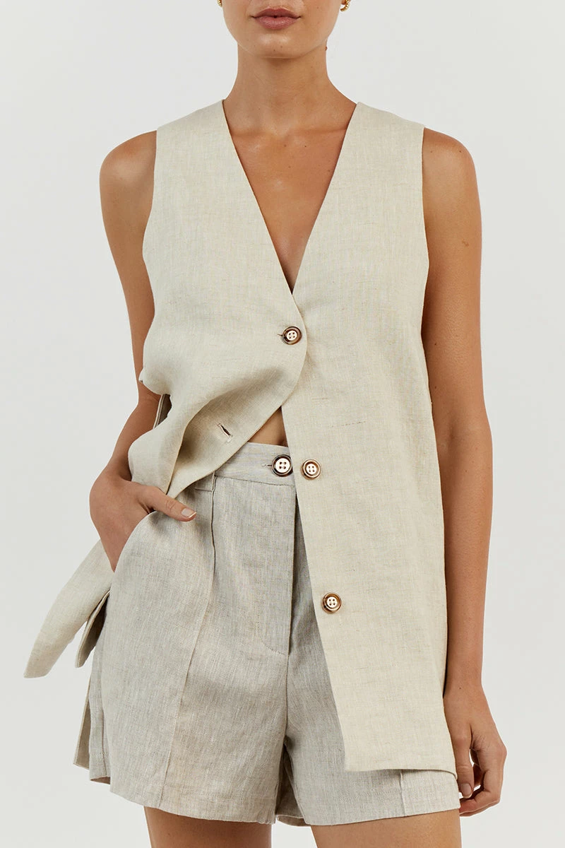 DISSH LOGAN NATURAL LINEN SHORT 10 DISSH LOGAN NATURAL LINEN SHORT - Image 10