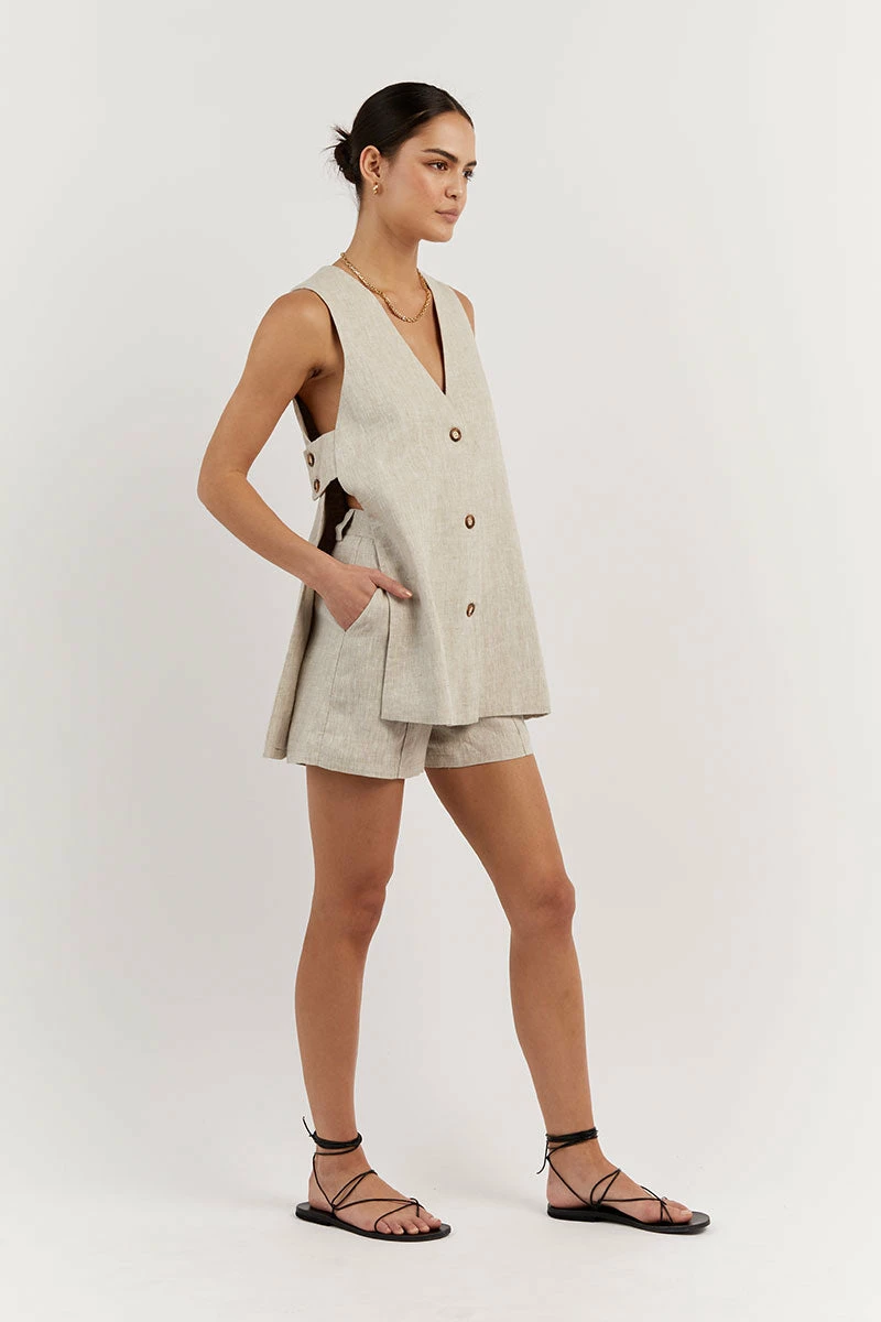 DISSH LOGAN NATURAL LINEN SHORT 3 DISSH LOGAN NATURAL LINEN SHORT - Image 3