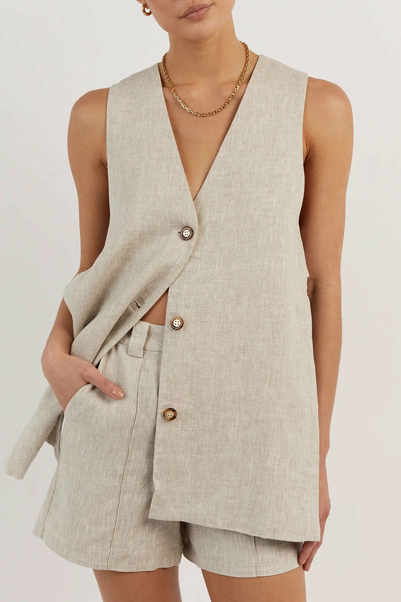 DISSH LOGAN NATURAL LINEN SHORT 5 DISSH LOGAN NATURAL LINEN SHORT - Image 5