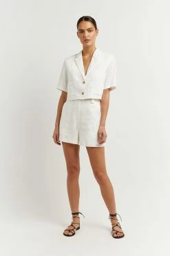 DISSH LOGAN OFF WHITE LINEN SHORT