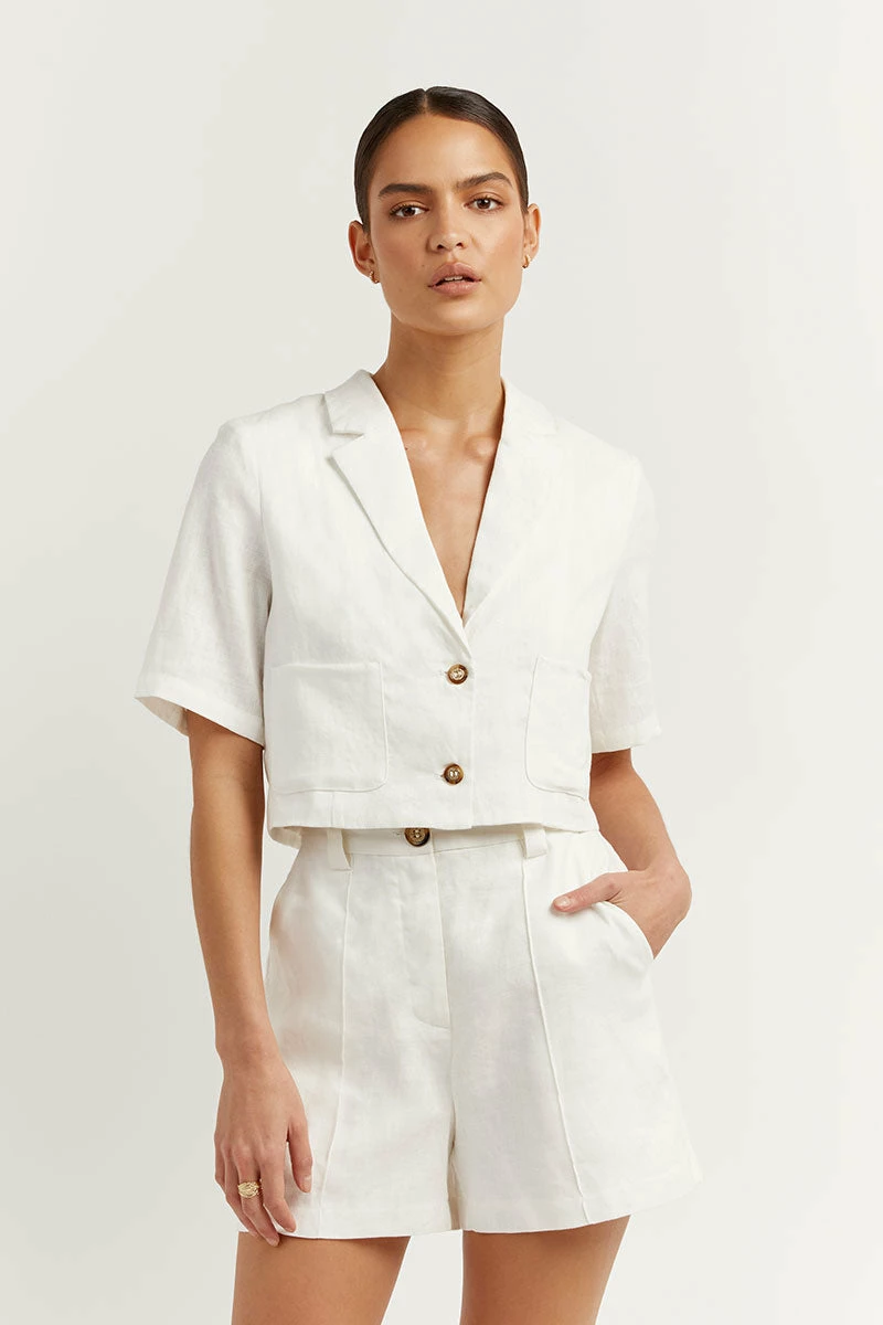 DISSH LOGAN OFF WHITE LINEN SHORT 2 DISSH LOGAN OFF WHITE LINEN SHORT - Image 2