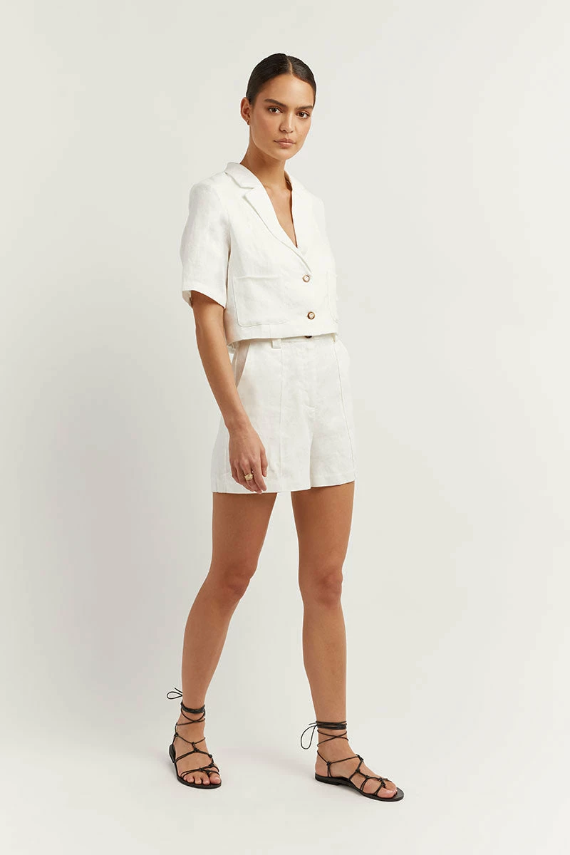 DISSH LOGAN OFF WHITE LINEN SHORT 3 DISSH LOGAN OFF WHITE LINEN SHORT - Image 3