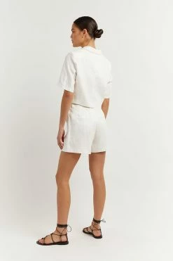 DISSH LOGAN OFF WHITE LINEN SHORT 13 DISSH LOGAN OFF WHITE LINEN SHORT -DISSH all-clothing Shop DFS07018OW.105 3
