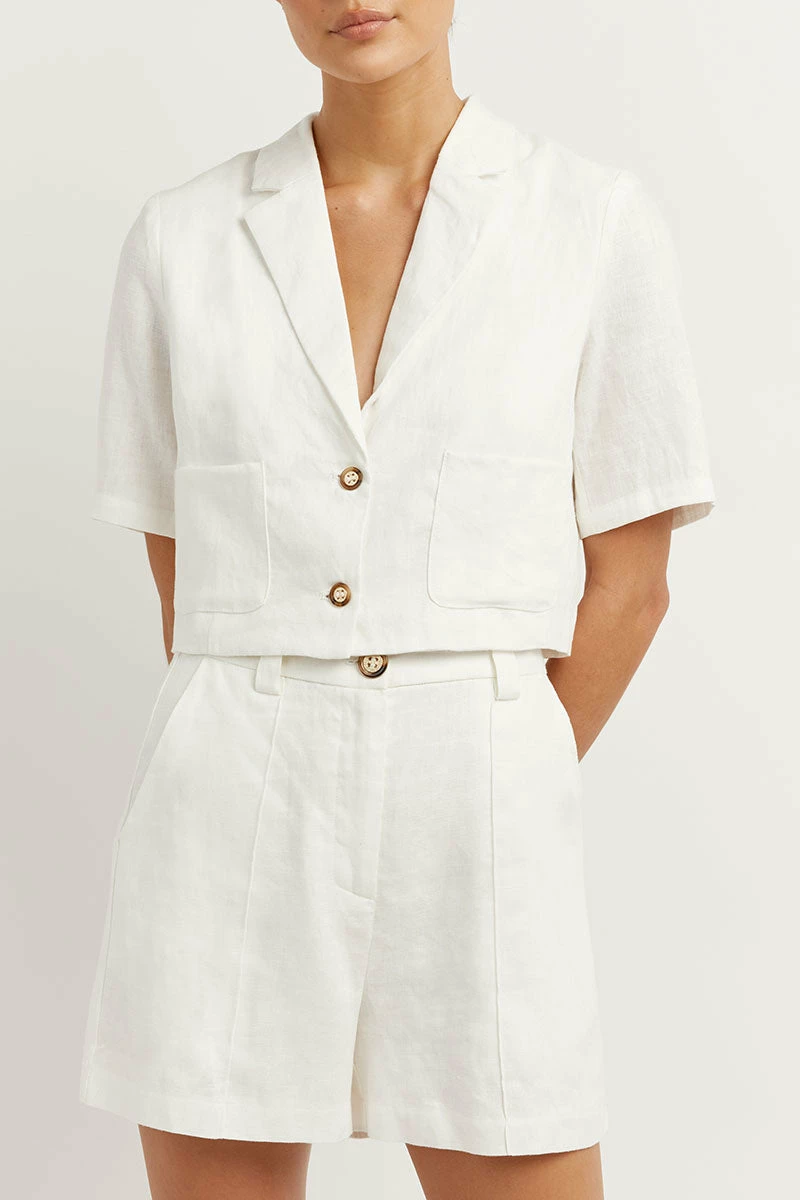DISSH LOGAN OFF WHITE LINEN SHORT 5 DISSH LOGAN OFF WHITE LINEN SHORT - Image 5