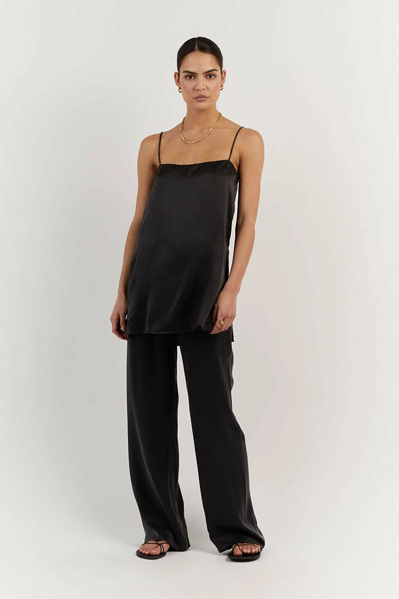 DISSH EVANS BLACK SILK PANT 1 DISSH EVANS BLACK SILK PANT
