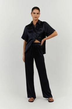 DISSH EVANS NAVY SILK PANT