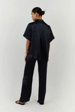 DISSH EVANS NAVY SILK PANT 8 DISSH EVANS NAVY SILK PANT -DISSH all-clothing Shop DFS10072NAV.490 3