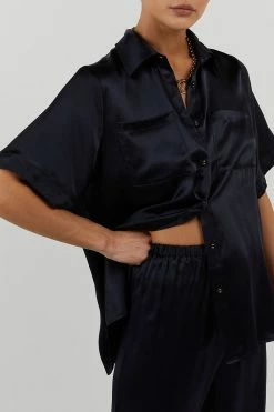 DISSH EVANS NAVY SILK PANT 9 DISSH EVANS NAVY SILK PANT -DISSH all-clothing Shop DFS10072NAV.490 4